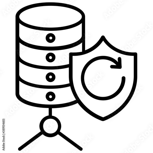 
Server rack with protection shield symbolising server security concept
