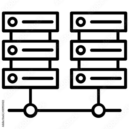 
Database mainframe connected to multiple computer screens, data mining and patterns icon
