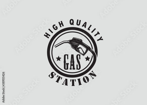 Fuel Dispenser Logo Design Inspiration. Fuel Pump Vector Template. Illustration of a Gasoline Fuel Pump.