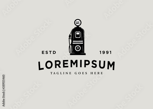 Gas Pump Oil Station Logo Design Inspiration. Gas Pump Vector Template. Illustration of a Fuel Dispenser Filling Station Gasoline Pump Computer.