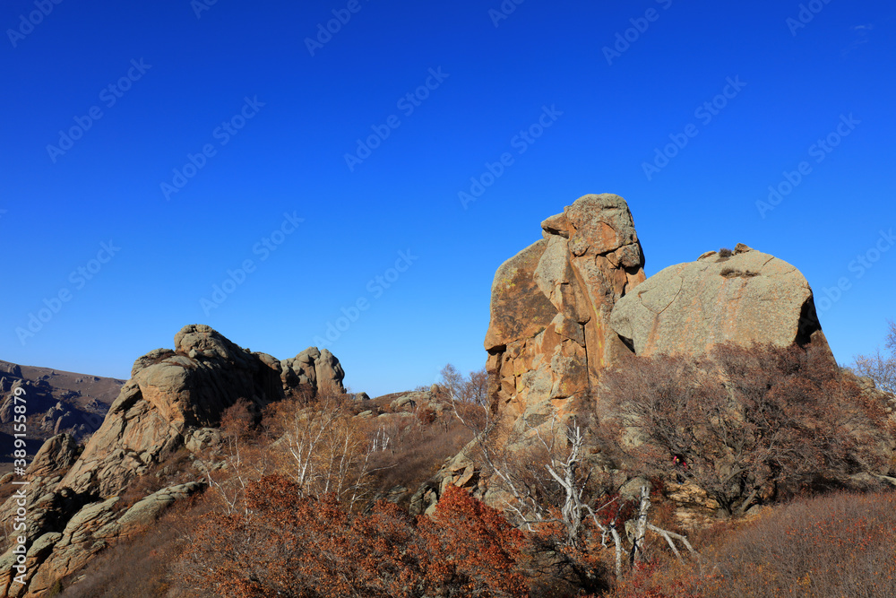 Fototapeta premium Natural scenery of Qingshan Park in Keshiketeng World Geopark, Inner Mongolia