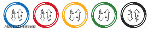Transfer icon set. flat design vector illustration in 5 colors options for web design