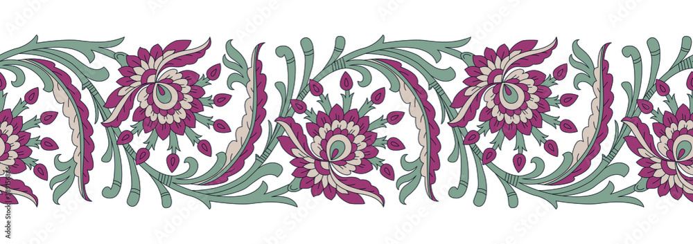 Seamless vector flower border design Stock Vector | Adobe Stock