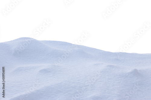 A large beautiful snowdrift isolated on white background.Winter snow background. A big snow drift