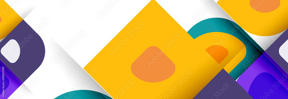Fototapeta premium Set of vector modern geometric abstract backgrounds with repeating abstract round shapes patterns and shadow effects