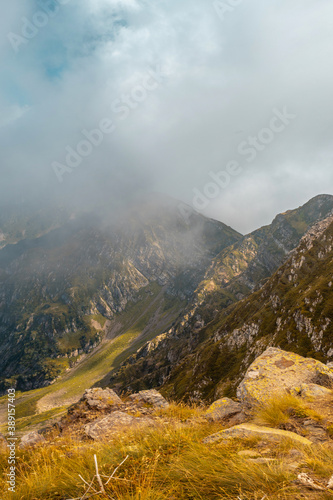 Beautiful mountain landscape. High-mountain massif,