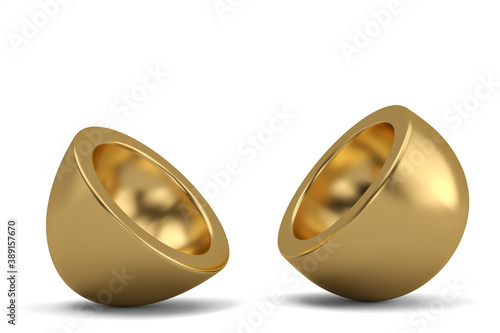 Gold luxury easter egg open Isolated On White Background, 3D rendering. 3D illustration.