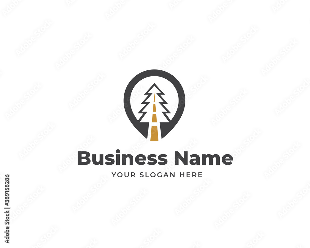 Creative map tree road logo vector Creative map tree road logo vector