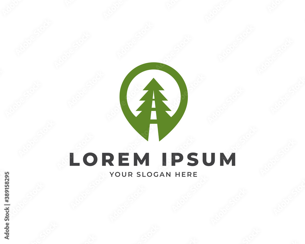 Creative map tree road logo vector Creative map tree road logo vector