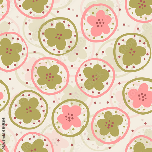 seamless hand draw multicolour flower pattern background
