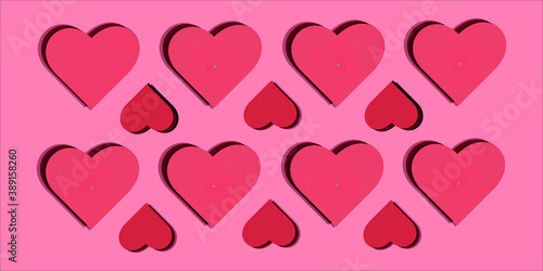 a lot of hearts for Valentine's Day on the pink background. Hearts background. Pink and red colors. Love. Happy. Holiday. Lovely day. Couple's day.  Marry me