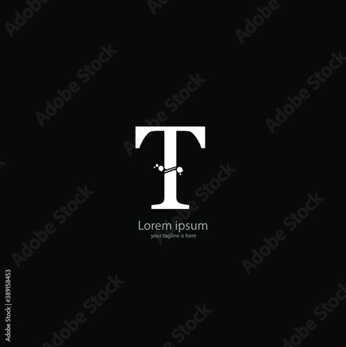 simple elegant logo og letter t with white background