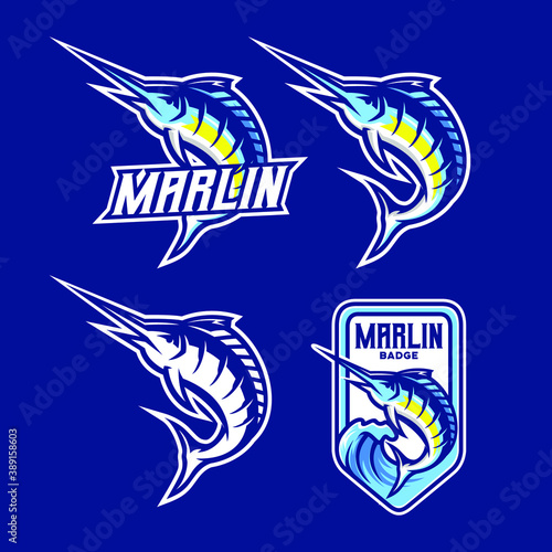 set of swordfish mascot template