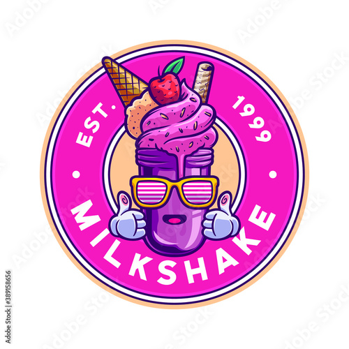 Milkshake character badge illustration