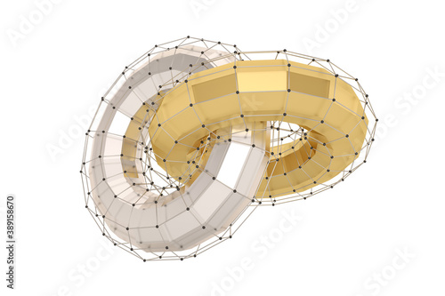 Abstract concept   atom with circle Isolated On White Background  3D rendering. 3D illustration.