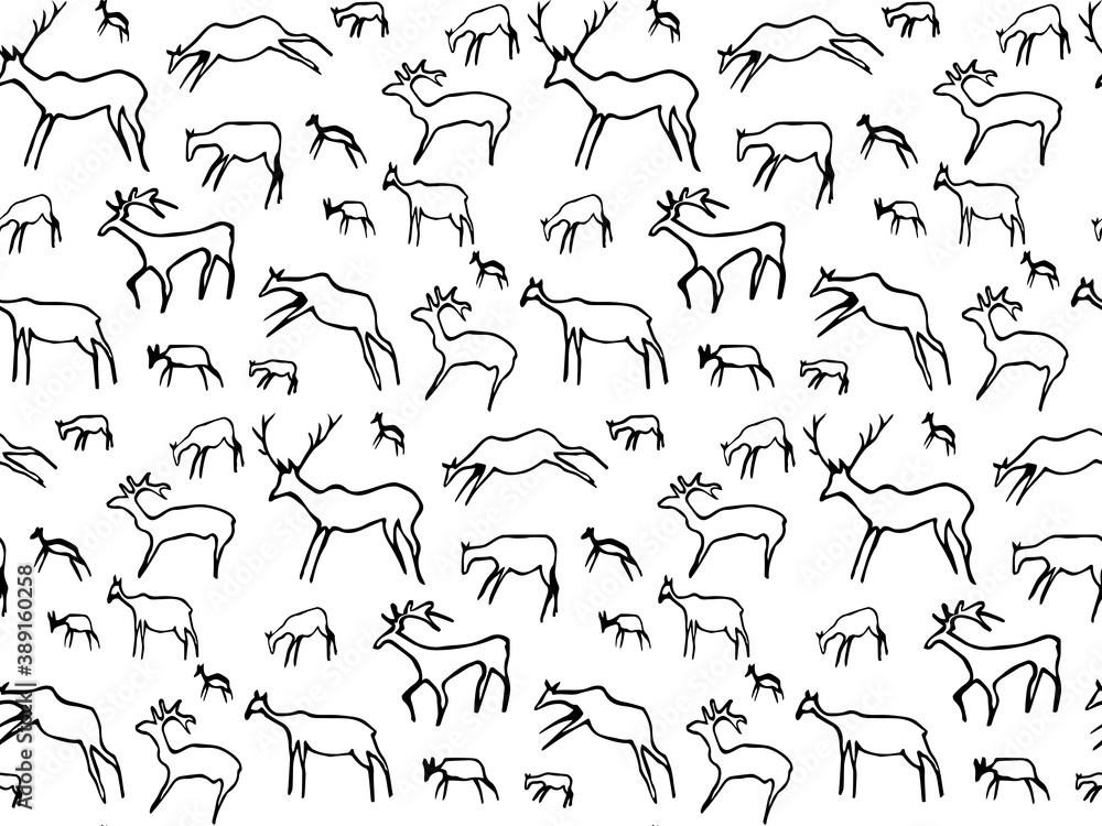 Obraz premium Primitive rock painting. Vector drawing