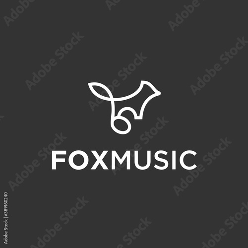 abstract music logo. fox icon