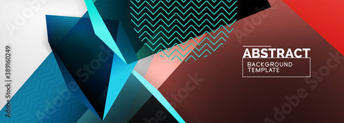 Low poly 3d geometric shapes, minimal abstract background. Vector illustrations for covers, banners, flyers and posters and other