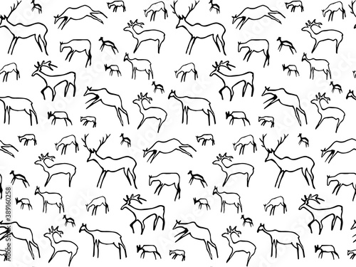 Primitive rock painting. Vector drawing