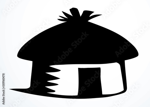 Old little hut. Vector drawing