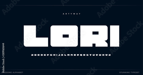 Geometrical bold alphabet. Heavy square font, minimalist type for gym logo, poster headline, modern monogram, wide lettering and title. Urban geometry style letters, vector typographic design