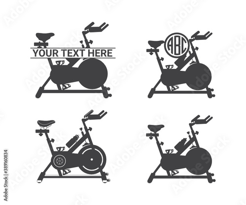 Spin Bike vector, Spin Bike Clipart, Spin Bike Silhouette,, Bicycle Exercise Equipment vector outline is drawn, Cycloergometer symbol Icon design, Cycloergometer icon set.