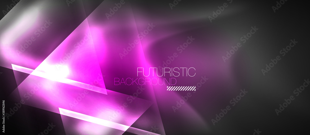 Neon geometric abstract background. Triangles with color glowing light effects in the dark. Vector illustration for covers, banners, flyers and posters and other Neon geometric abstract background. Triangles with color glowing light effects in the dark. Vector illustration for covers, banners, flyers and posters and other