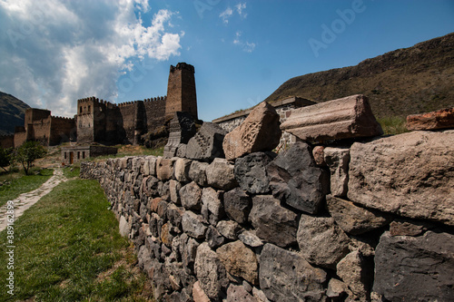 ancient ruined fortress with towers photo