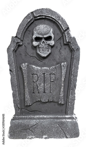 isolated on white tombstone with a skull and a R.I.P. sign for  Halloween