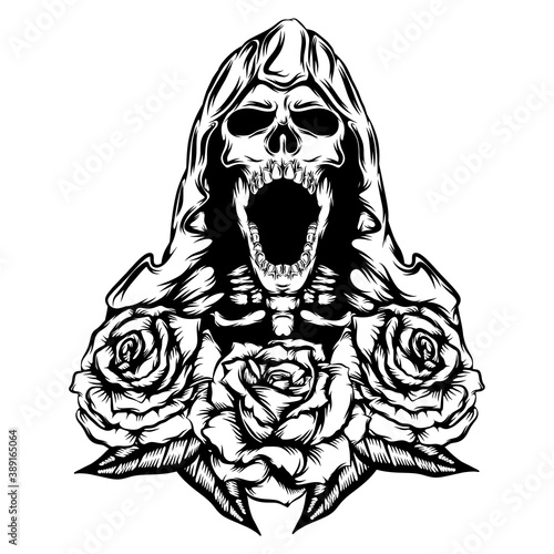 The  grim with the big mouth with the flower border