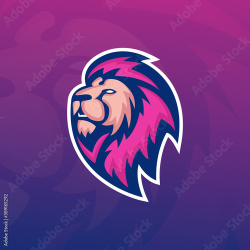 Wallpaper Mural Pink and blue lion mascot logo for gaming or sport team Torontodigital.ca