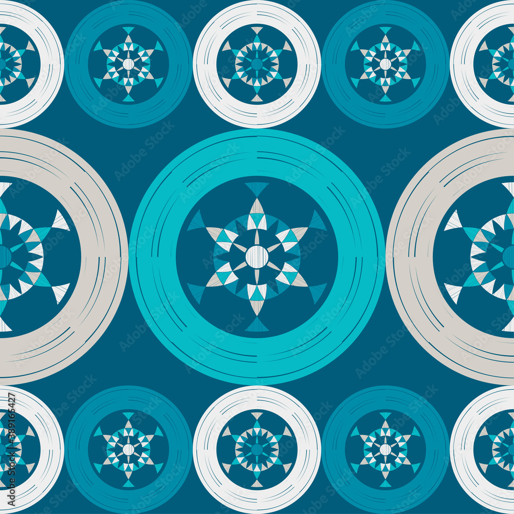 Polka dots seamless pattern. Mosaic of ethnic figures. Patterned texture. Geometric background. Vector illustration for web design or print. Polka dots seamless pattern. Mosaic of ethnic figures. Patterned texture. Geometric background. Vector illustration for web design or print.