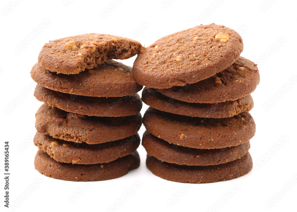 Chocolate homemade pastry cookies isolated on white background Chocolate homemade pastry cookies isolated on white background