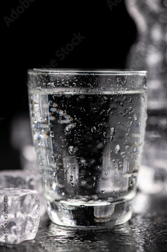 Portion of sparkling water (detailed close up shot; selective focus)