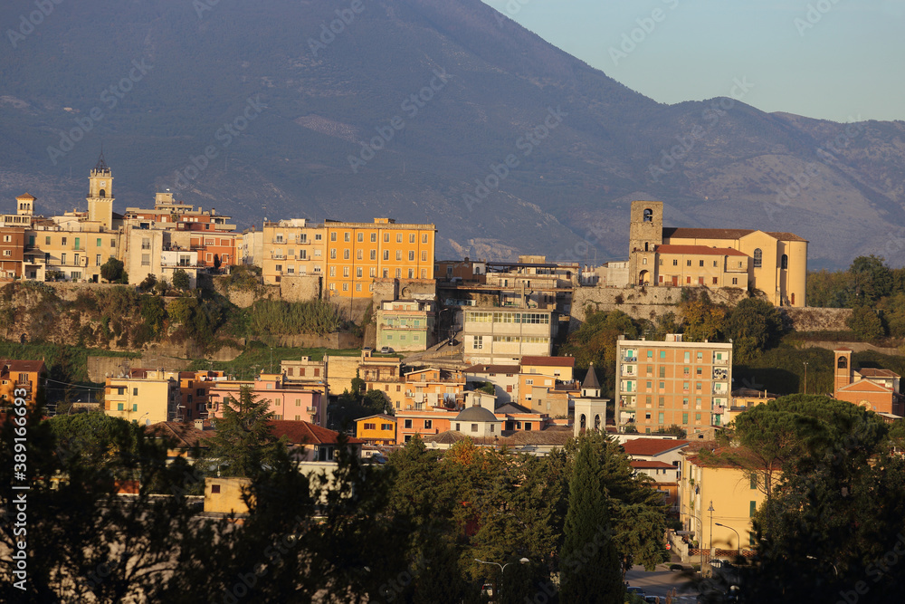 Pontecorvo, Italy - October 30, 2020: The river city seen from the Passionist convent