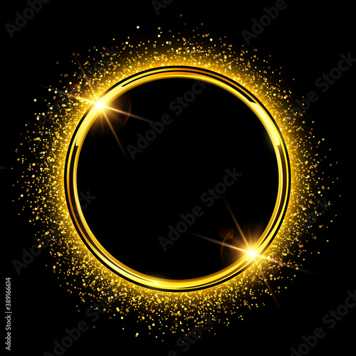 Golden sparkling ring with ...