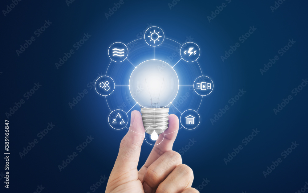 Energy saving, clean energy and smart energy concept Energy saving, clean energy and smart energy concept