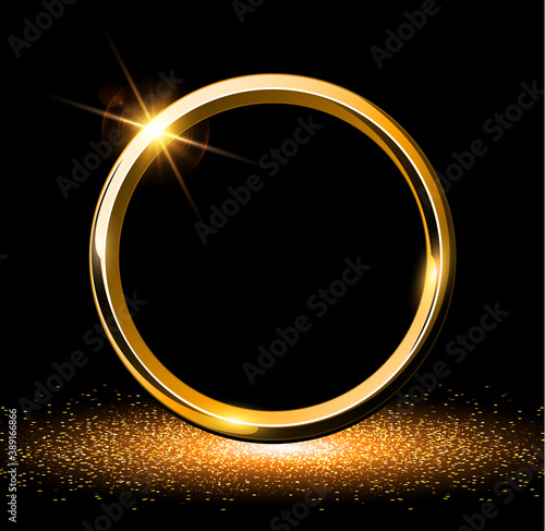 Golden sparkling ring with ...