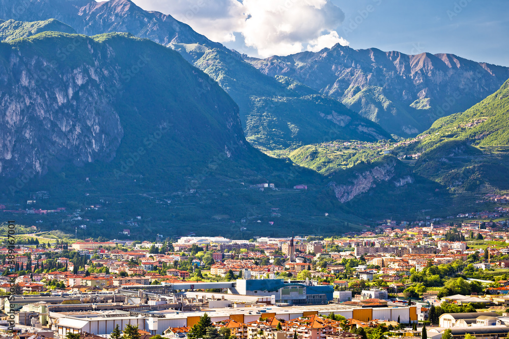 Panoramic view of Riva del Garda and italian Alps