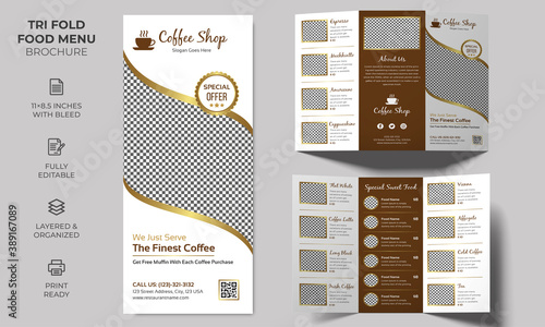 Vector Tri-fold Food Menu Brochure Template