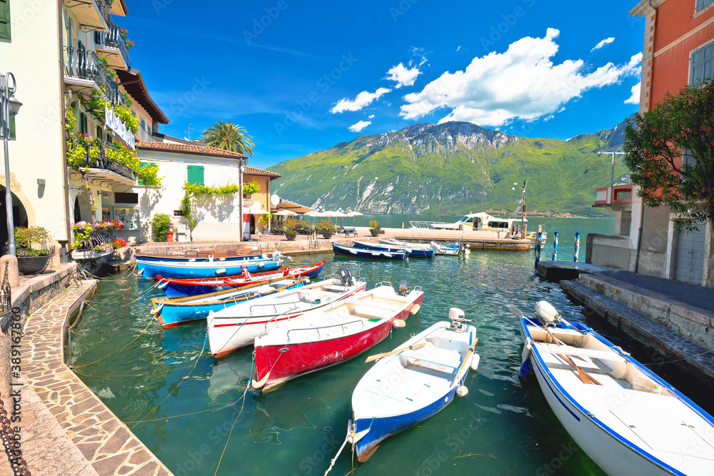Idyllic port in Limone sul Garda, town on Garda Lake