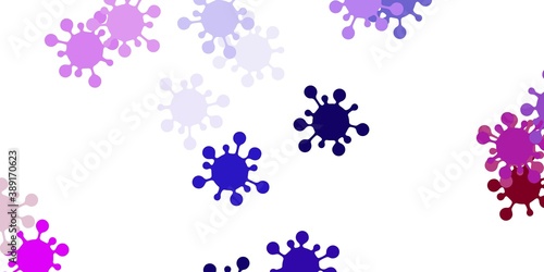 Light purple, pink vector pattern with coronavirus elements.