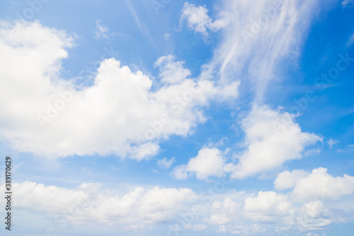 Blue sky with fluffy cloud sunny day