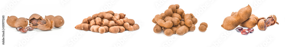 Collage of Tamarind isolated on white Collage of Tamarind isolated on white