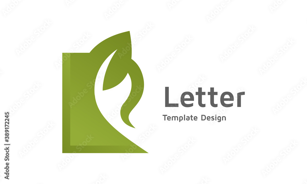 Obraz premium Letter R template design, leaf icon R, custom professional logo design