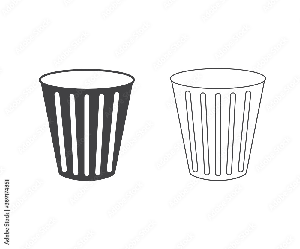Trash Bin Silhouette, Trash Bin Symbol, Trash Bin Icon, Trash Bin