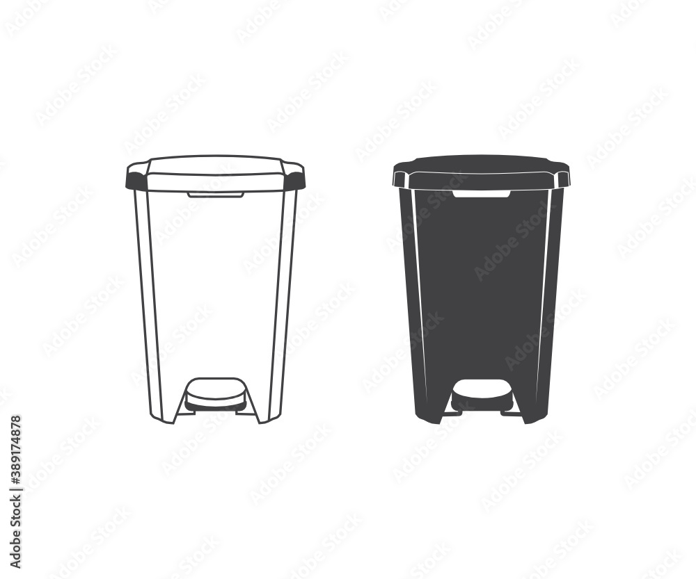 Trash Bin Silhouette, Trash Bin Symbol, Trash Bin Icon, Trash Bin
