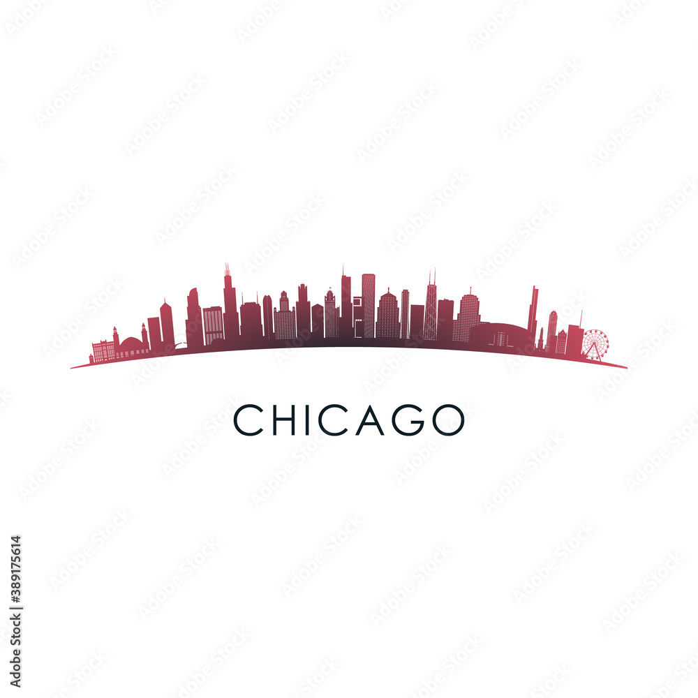 Chicago, Illinois skyline silhouette. Vector design colorful illustration.