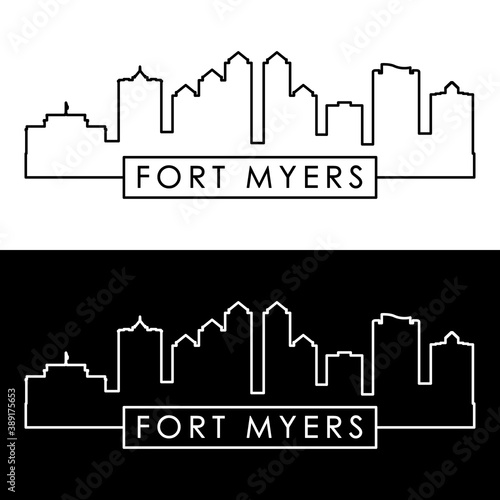 Fort Myers skyline. Linear style. Editable vector file.