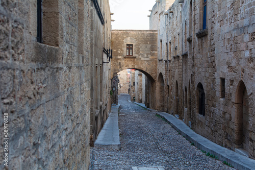 Old town of Rhodes   Greece -25oct-2020    Historical streets of old town Rhodes  Dodecanese  Greece